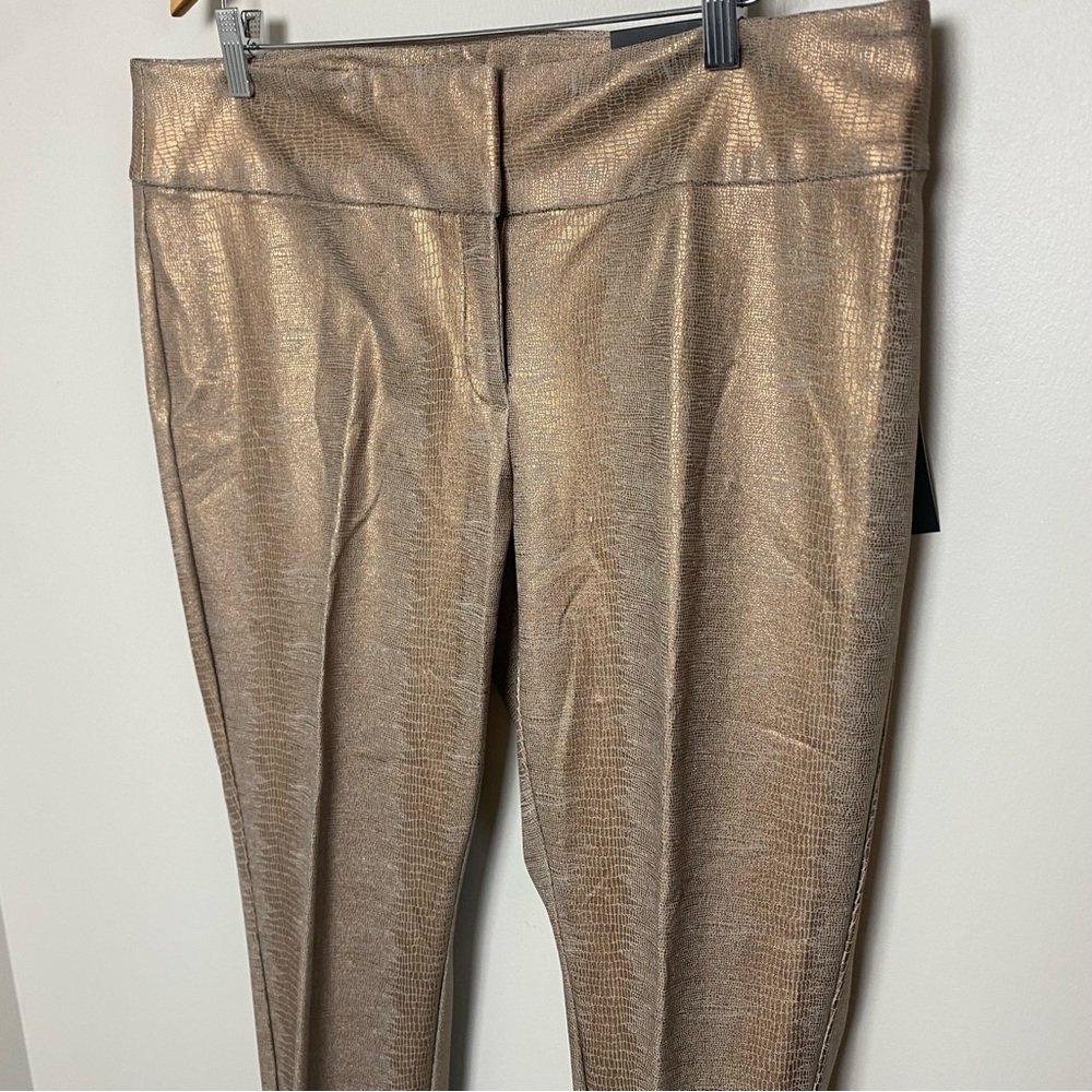 Alfani Gold Tummy-Control Slim Leg Metallic Python-Print Trousers Women’s 14 - Picture 6 of 12